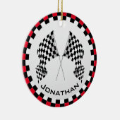 フラッ市松模様にグレーシングデザインオーナメント セラミックオーナメント (右)