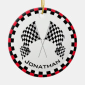 フラッ市松模様にグレーシングデザインオーナメント セラミックオーナメント (正面)