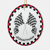 フラッ市松模様にグレーシングデザインオーナメント セラミックオーナメント (左)