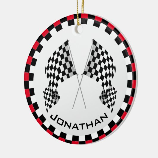 フラッ市松模様にグレーシングデザインオーナメント セラミックオーナメント (左)