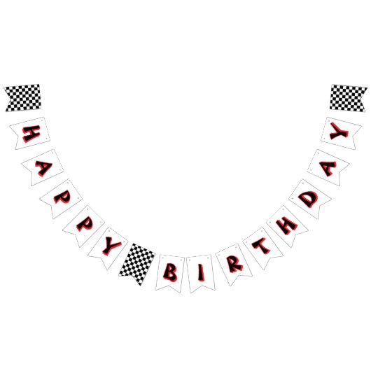 フラッ市松模様にグレースカーハッピーバースデー バンティングフラッグ (全)