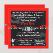 フラッ市松模様にグレースカーベビーシャワー招待状 招待状 (正面/裏面)