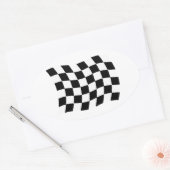 フラッ市松模様にグ・ステッカー 楕円形シール (封筒)