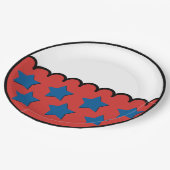 フラッ赤と白トデザインとブルースターズ ペーパープレート (アングル)