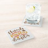 フラネルヘイ乗りカボチャのサイダー離れズ焚き火 ガラスコースター (アングル)