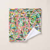 フラバスケ混色パターン数々のデザイン バスタオルセット (ウォッシュタオル)