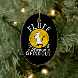 フラフのまわりにとハロウィーンのホラー猫を見つける セラミックオーナメント