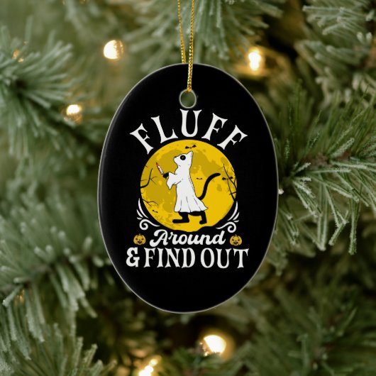 フラフのまわりにとハロウィーンのホラー猫を見つける セラミックオーナメント (ツリー)