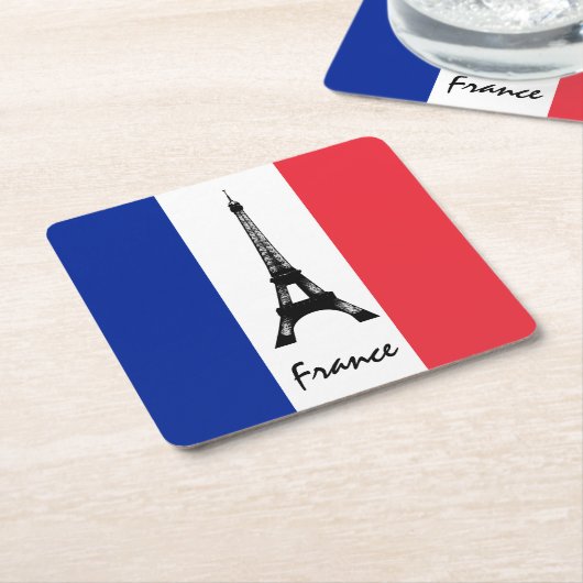 フラフランスのグ&エッフェルタワー – フランス/スポーツファン スクエアペーパーコースター (アングル)