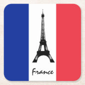 フラフランスのグ&エッフェルタワー – フランス/スポーツファン スクエアペーパーコースター (正面)