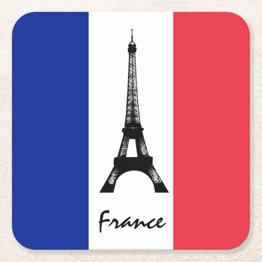 フラフランスのグ&エッフェルタワー – フランス/スポーツファン スクエアペーパーコースター (正面)