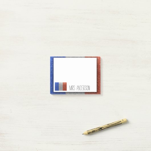 フラフランスのンスグリッター先生教室の国旗 ポストイット (デスク上)
