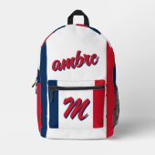 フラフランスのンスパーソナライズされた国旗の名モノグラムの プリントバックパック (正面)