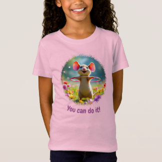 フラフープをするかわいいネズミ、カスタム Tシャツ