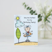 フラフープスティックフィギュア女の子誕生日招待状 招待状 (スタンド正面)