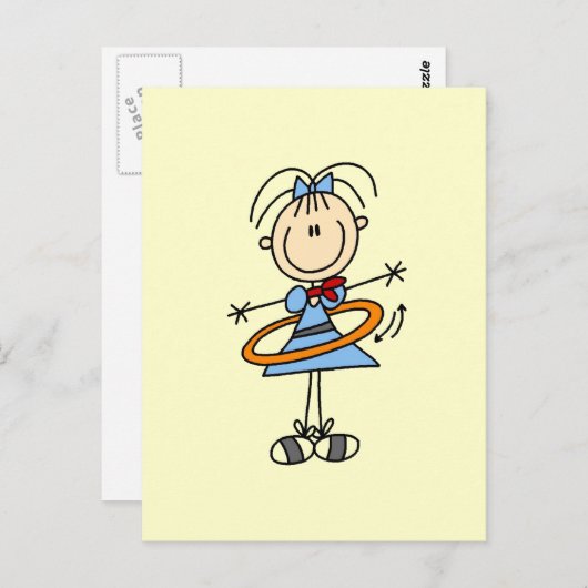 フラフープスティックフィギュアTシャツとギフト ポストカード (正面/裏面)