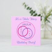 フラフープピンクパープル子供の誕生日パーティー 招待状 (スタンド正面)