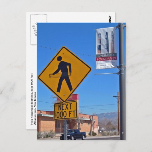 フラフープペデストリアンサイン，アルバカーキニューメキシコ ポストカード (正面/裏面)