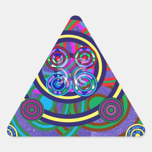 フラフープ丸カラフル円 三角形シール (正面)