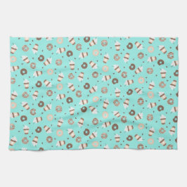 フラプチーノコーヒー散布ドナツパターン キッチンタオル