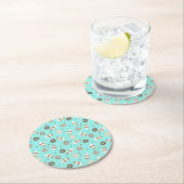 フラプチーノコーヒー散布ドナツパターン ラウンドペーパーコースター (インサイチュ)