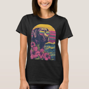 フラボラルラブラドールサーファーハイビスカスの花夏 Tシャツ
