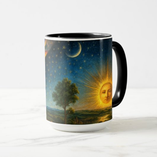 フラマリオンの彫刻に由来する天体宇宙 マグカップ (正面右)