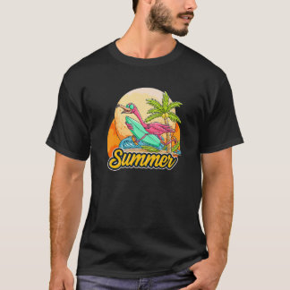 フラミおもしろいンゴサーフィンサーファーファミリービーチ休暇 Tシャツ