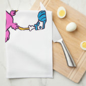 フラミおもしろいンゴ(サングラス) |背景色 キッチンタオル (四つ折り)