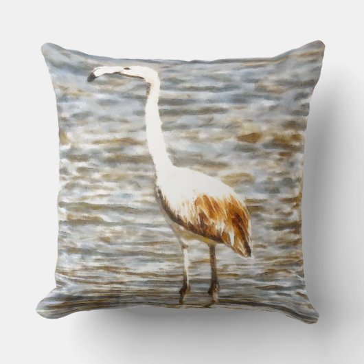 フラミかわいらしンゴの羽の生えた水色 クッション (正面)