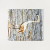 フラミかわいらしンゴの羽の生えた水色 タペストリー (正面(横))