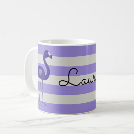フラミパーソナライズされたンゴハートマグ(紫-紫) コーヒーマグカップ (正面左)