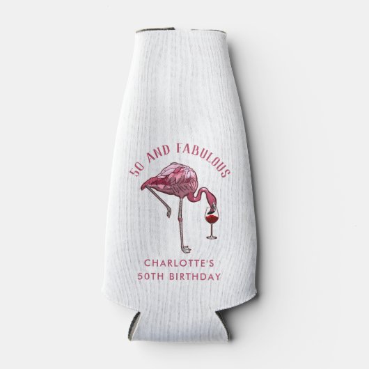フラミパーソナライズされたンゴ50番誕生日ノベルティスワッグ ボトルクーラー (正面)