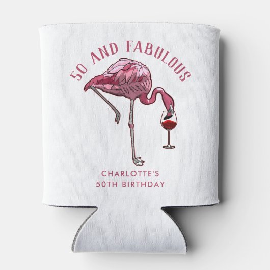 フラミパーソナライズされたンゴ50番誕生日ノベルティスワッグ 缶クーラー (裏面)