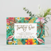 フラミファンキーンゴ熱帯熱21歳の誕生日の招待状 サンキューカード (スタンド正面)