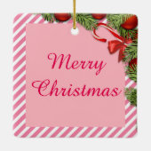 フラミンかわいらしパーソナライズされたゴ セラミックオーナメント (裏面)