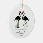 フラミンエレガントゴ初めてのクリスマス結婚した写真 セラミックオーナメント (右)