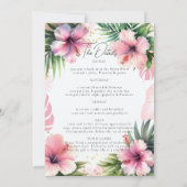 フラミングルおもしろいピンク熱帯バチェロレッテの旅程 招待状 (裏面)