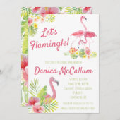 フラミングルだ!熱帯をテーマにしたブライダルシャワー 招待状 (正面/裏面)