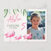 フラミングルアロハ熱帯熱PHOTO誕生日パーティーしよう インビテーションポストカード (正面)