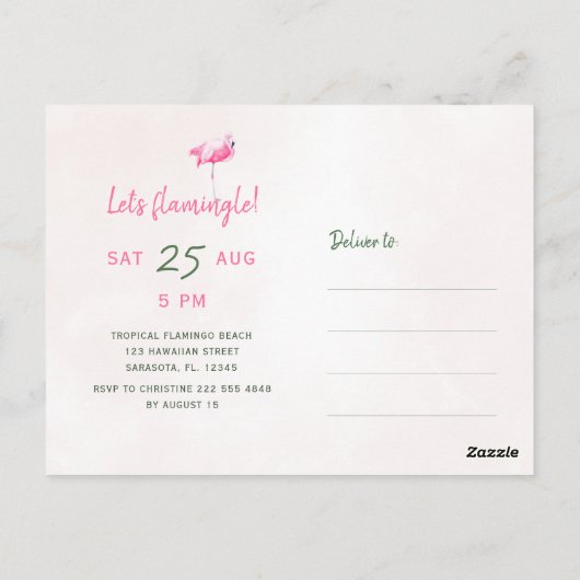 フラミングルアロハ熱帯熱PHOTO誕生日パーティーしよう ポストカード (裏面)