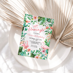 フラミングルトロピカルファースト誕生日フラミンゴインビタット 招待状