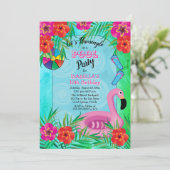 フラミングルピンクフローラ10th誕生日プールパーティー 招待状 (スタンド正面)
