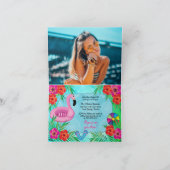 フラミングルピンクフローラ12番目の誕生日プールパーティー 招待状 (内部)