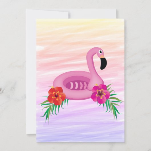 フラミングルピンクフローラ5th誕生日プールパーティー 招待状 (裏面)