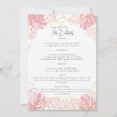 フラミングルピンク熱帯おもしろいバチェロレッテ日程 招待状 (裏面)