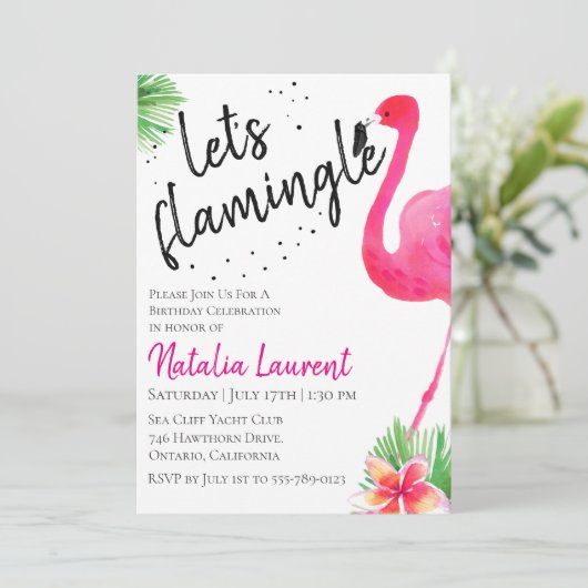 フラミングル誕生日パーティーの招待状 招待状 (スタンド正面)