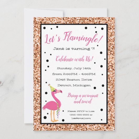 フラミングル!ピンク・フラミンゴの誕生パーティー 招待状 (正面)