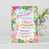 フラミンゲル女の子フラミンゴ誕生日招待状。 招待状 (スタンド正面)