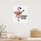 フラミンゴおもしろいギター楽譜 ポスター (キッチン)